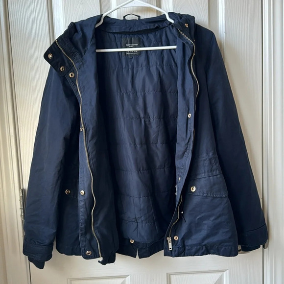 Zara Two-in one trafaluc outerwear Jacket Hoodie Navy Small - Picture 4 of 14